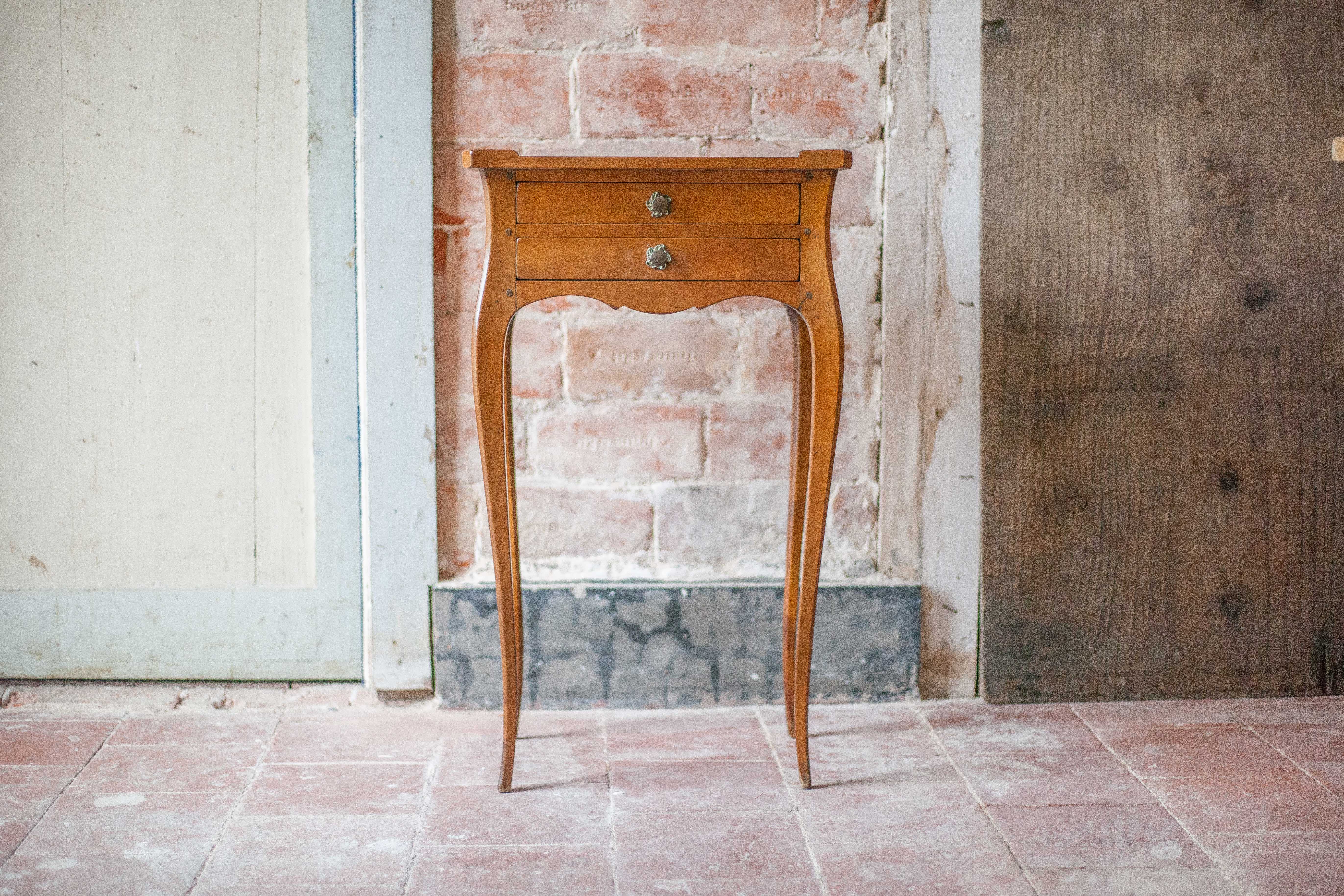 Vintage bedside table, bedside table with 2 drawers, side table, Louis XV.