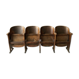 Vintage wooden cinema armchairs years 1950/1960