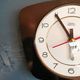 Vintage formica clock silent trapeze wall pendulum "Diehl black white"