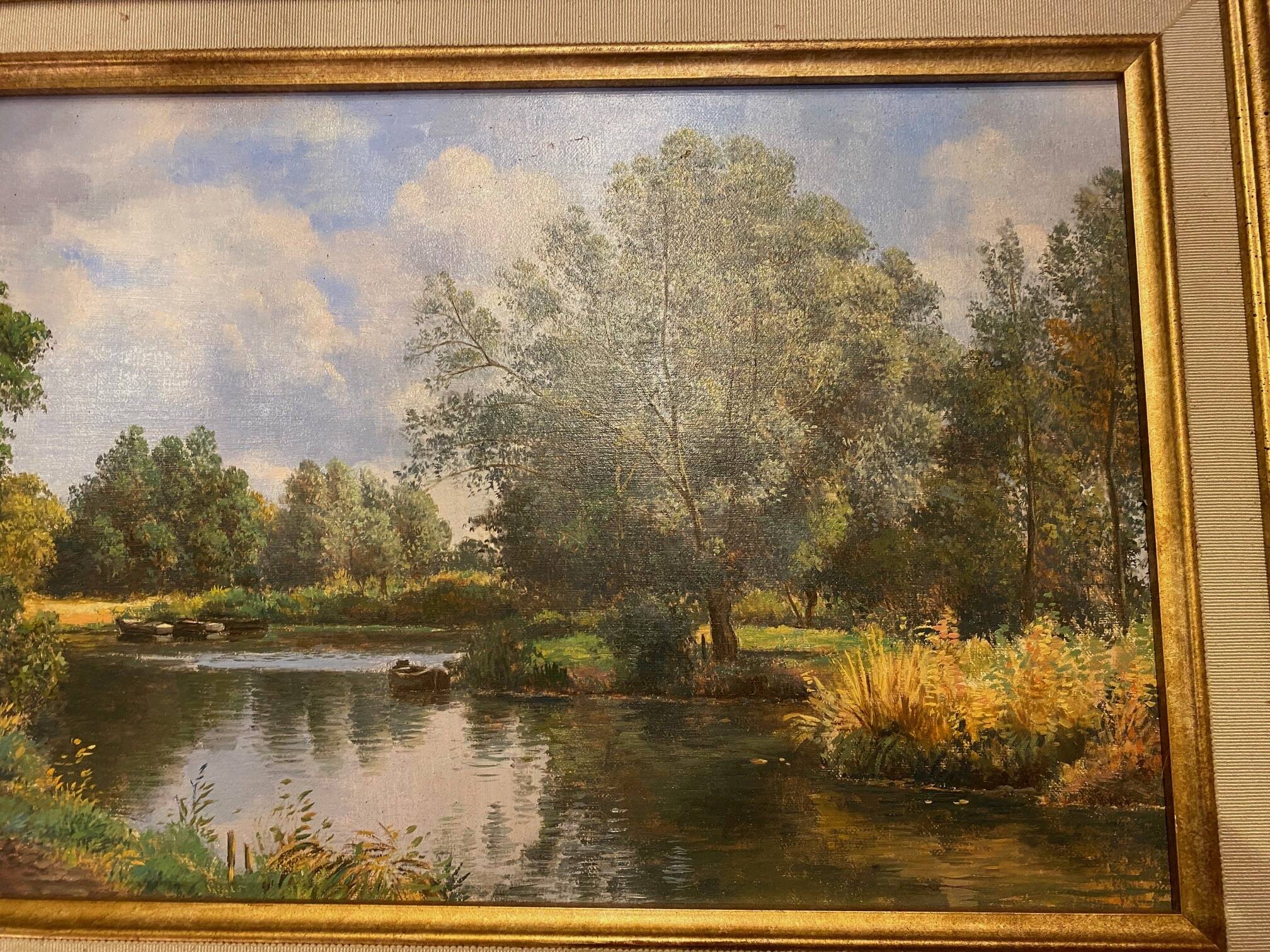 Oil painting on canvas kerfeuille marais de briere signed jean paul barre