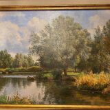 Oil painting on canvas kerfeuille marais de briere signed jean paul barre