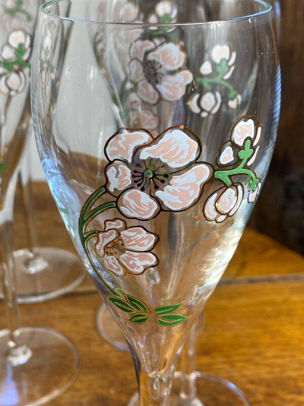 Douze flûtes à champagne Perrier-Jouët, Belle Époque, Émile Gallé