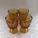 Set of 4 amber diamond glasses