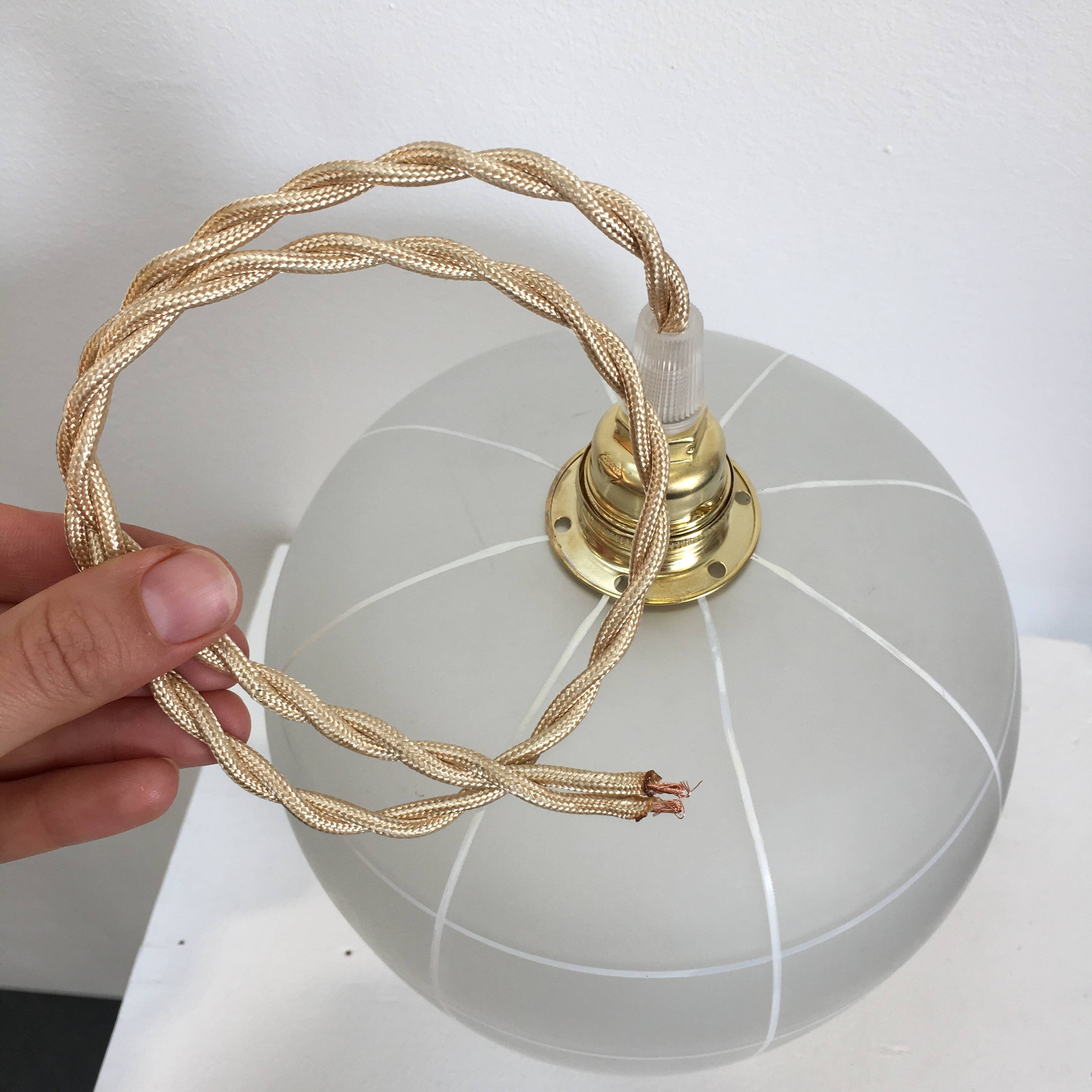 1950s frosted glass pendant light