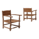 Pair of Rustic French Oak & Rush Armchairs, 1950s