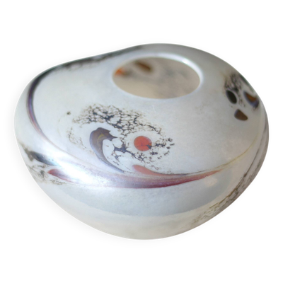 Vase vintage, petit vase verre irisé avec motifs, verre soufflé, collection, décoration intérieur