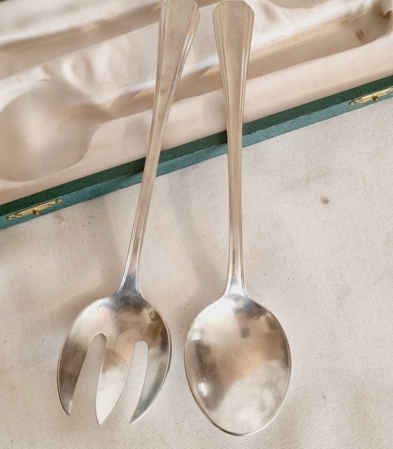 Old salad cutlery silver metal christofle