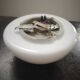 Lampshade old ceiling lamp half globe ball opaline white industrial vintage TBE Ø 25.5 cm 2 lights