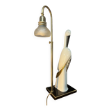 Beautiful Italian porcelain lamp from Florence, by Campostrini & Trallori, in the shape of a stork