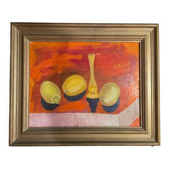 Oil on canvas modern still life signed