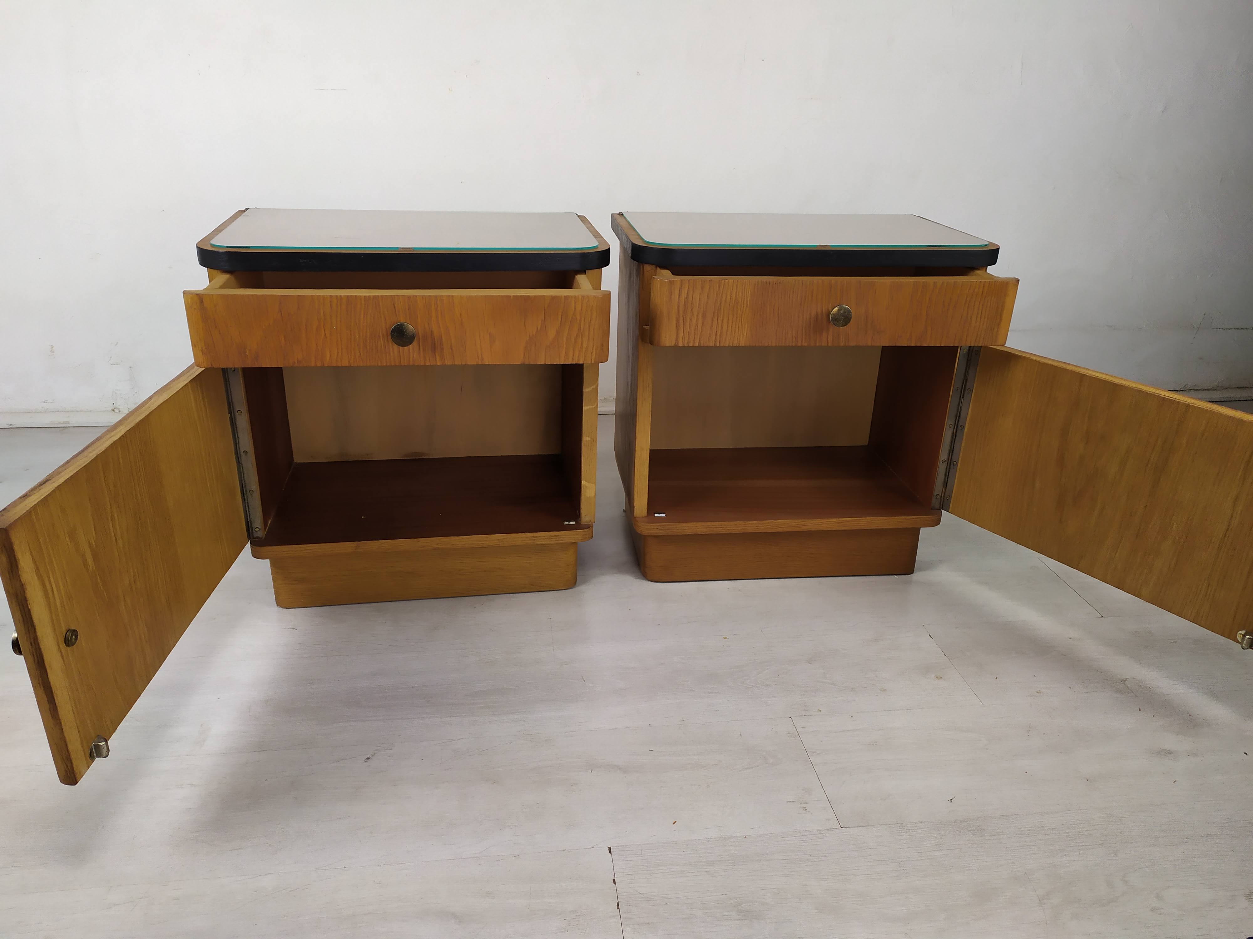 Pair of vintage oak bedside tables
