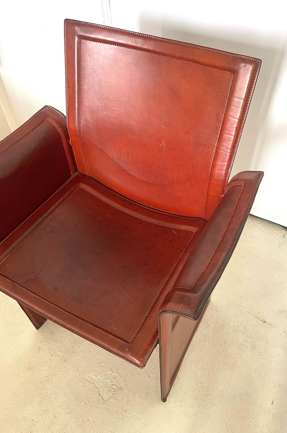 Desk or dining chair in cognac leather