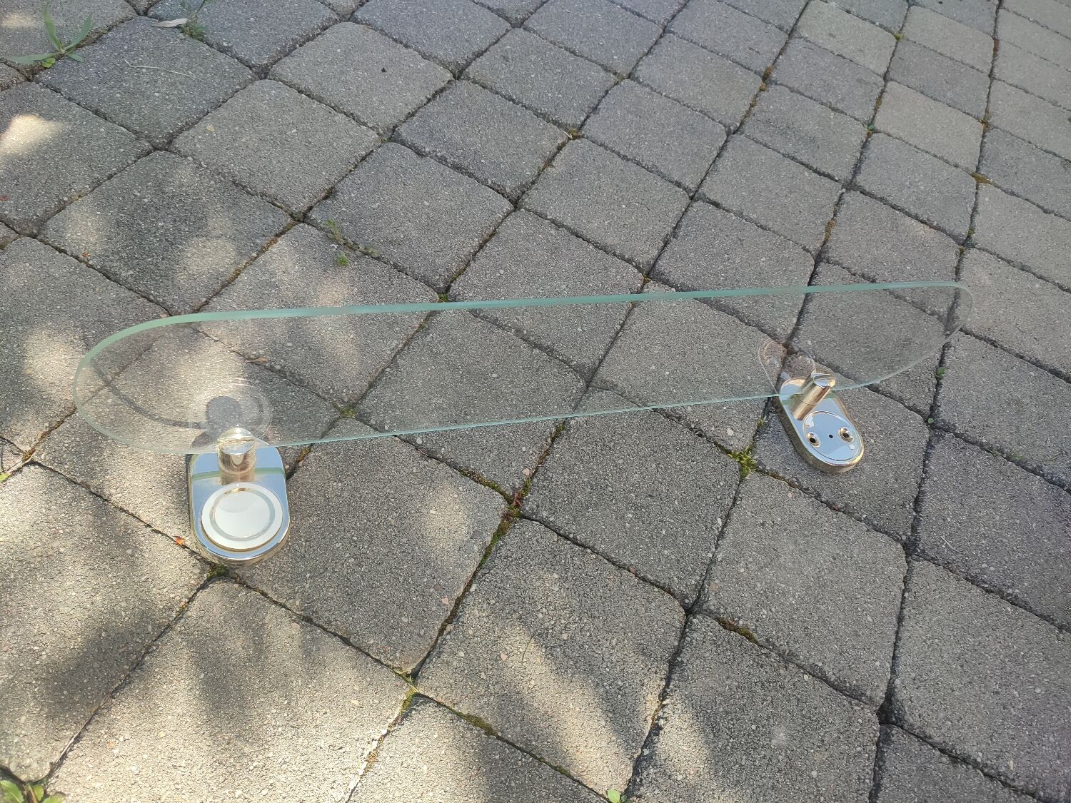 Bathroom shelf glass and brass