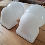 Pair of white opaline wall lamps