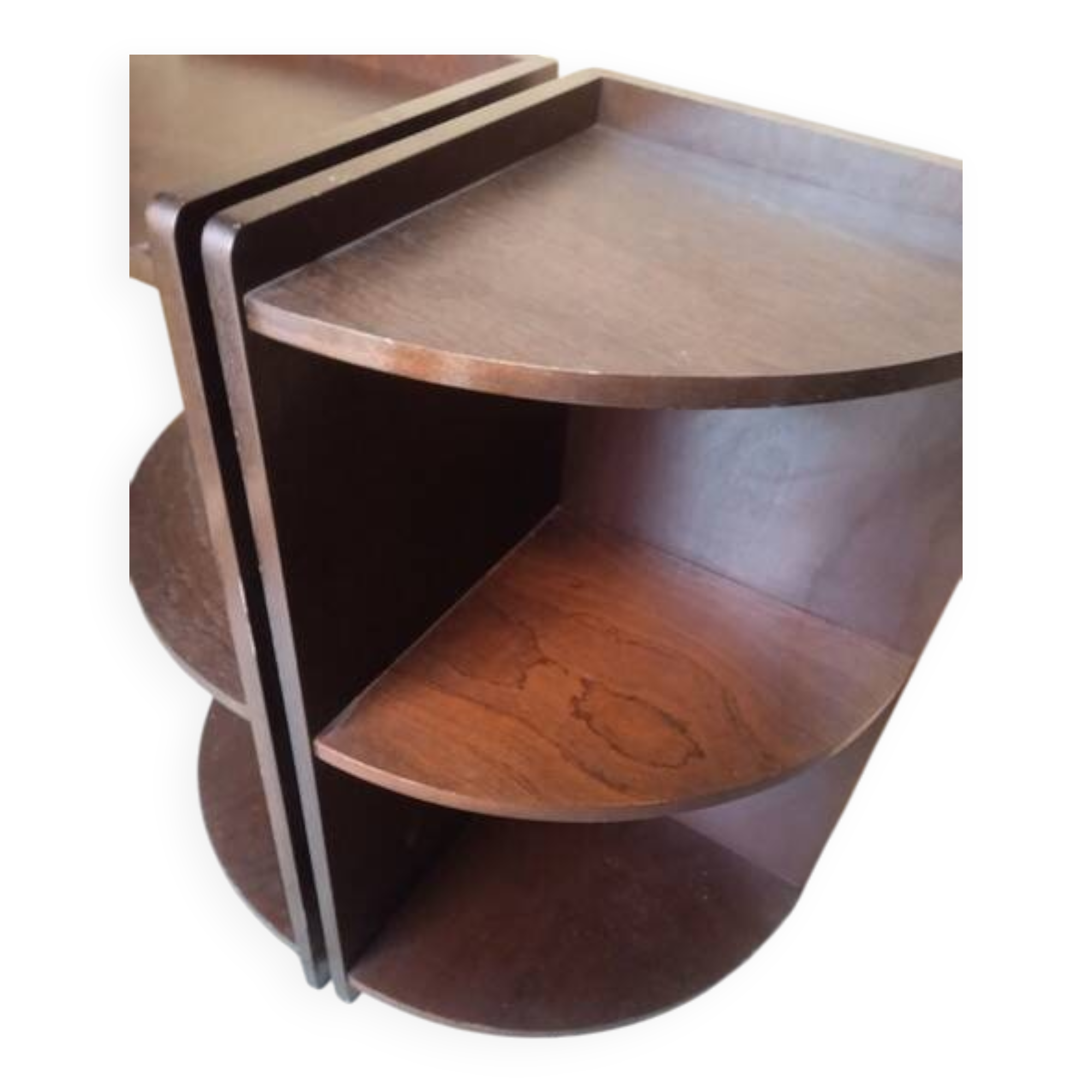 Pair of art deco style mahogany corner cabinets