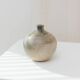 Beige Bernd Röter Studio Ceramic Vase by Clemenswerth Germany, Vintage Mid-Century with Green-Blue Glaze