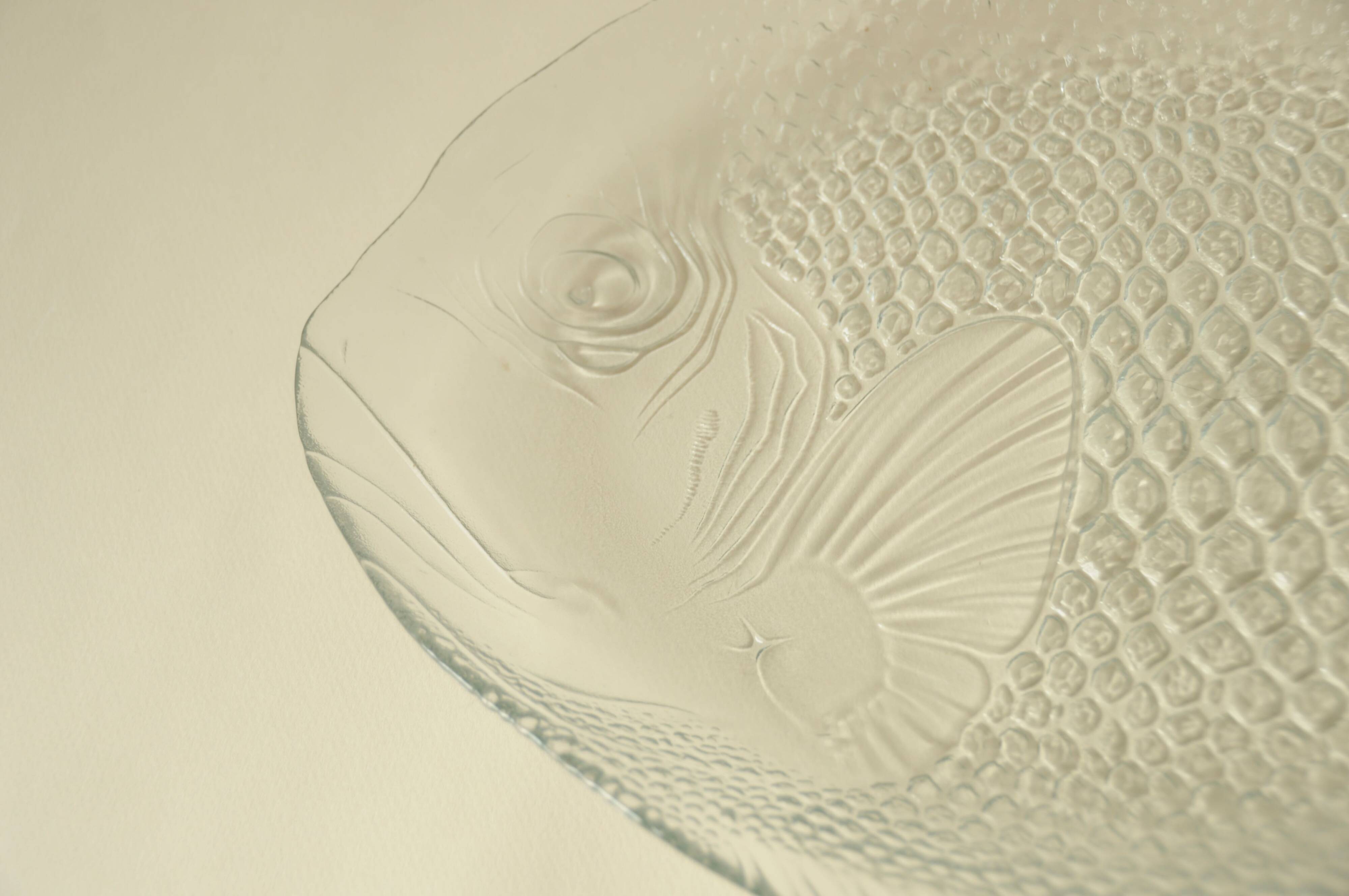 Vintage clear glass fish dish - retro tableware