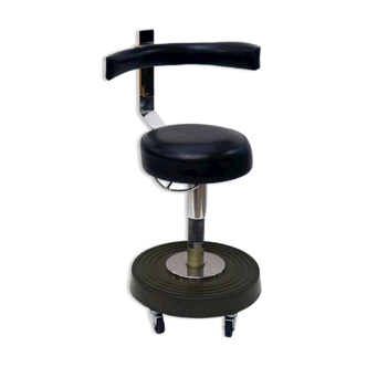 Tabouret de dentiste sur roues prod Girolet France années 1960