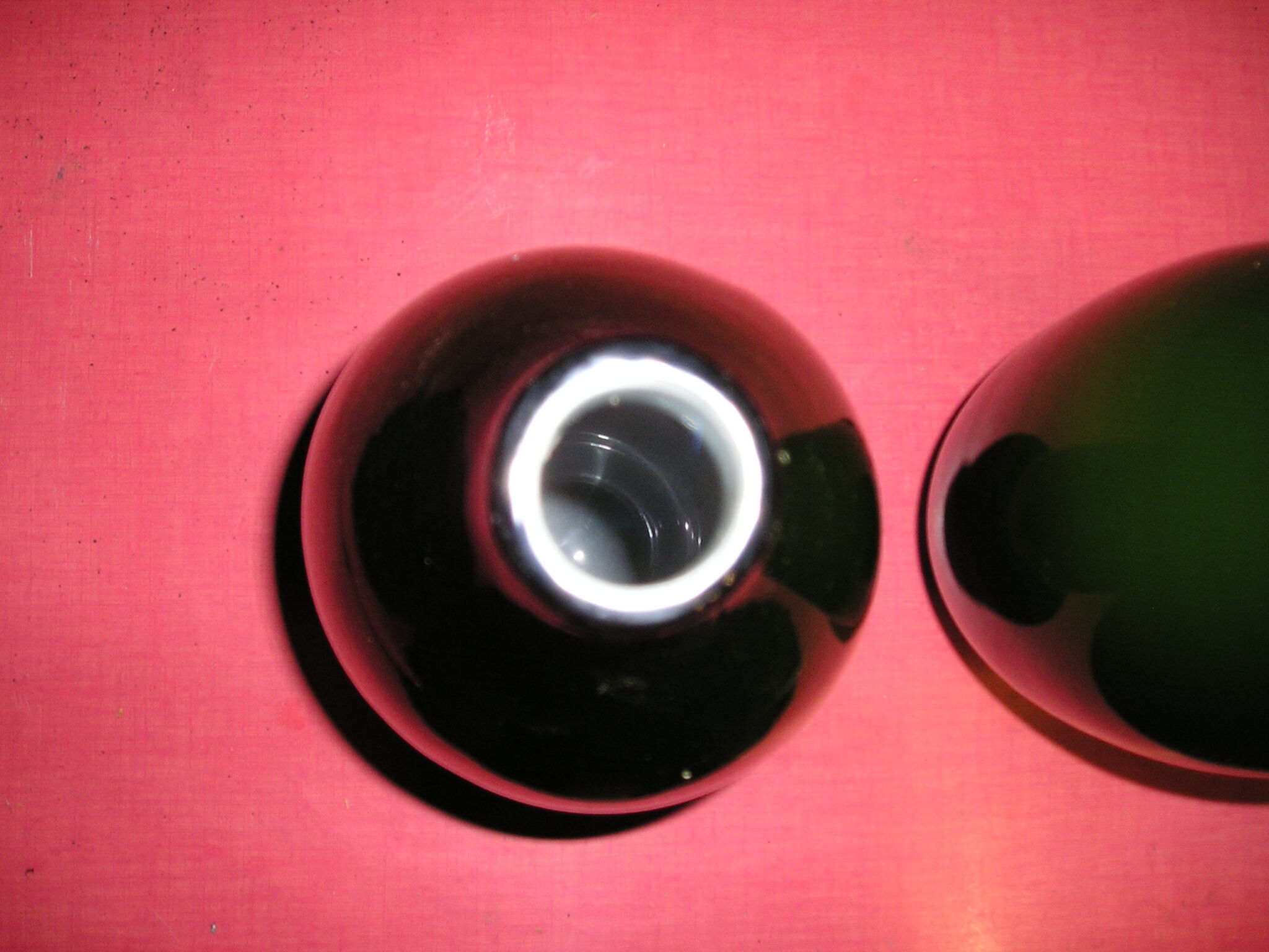 Pair of vases glass "bottle" double layer, 70 years