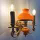 Double wall light in brass and orange opaline, 1960s.