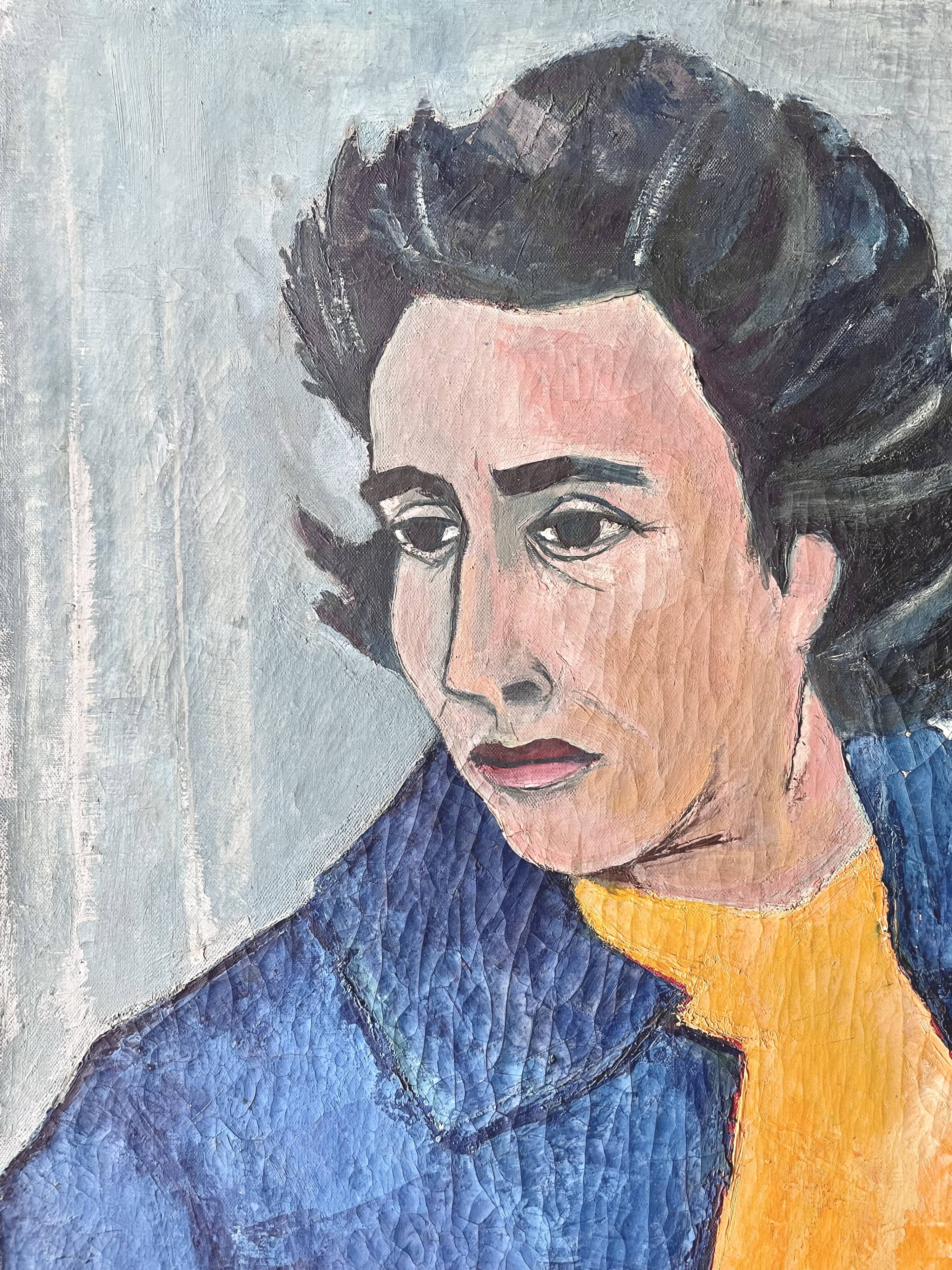 Female portrait – Modernist painting from the 1950s – School of Paris – Jean Be