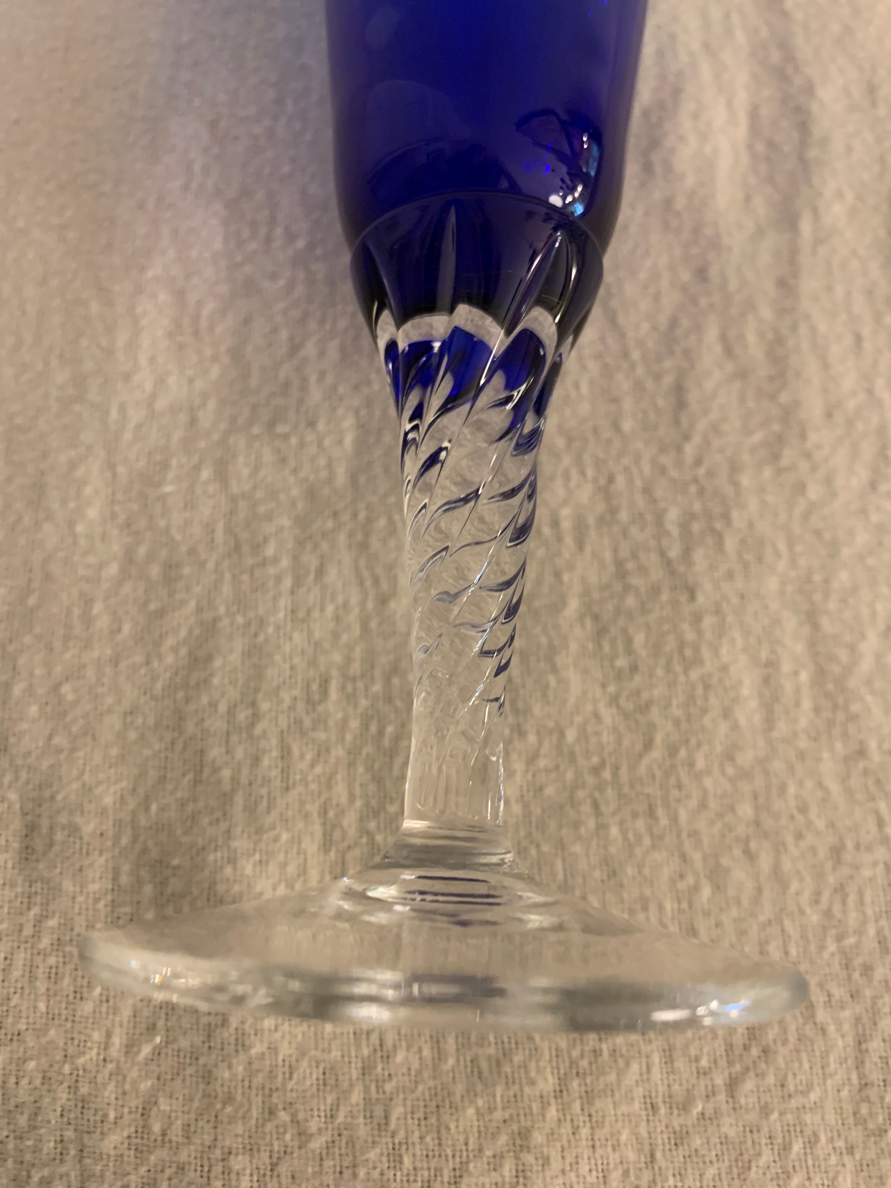 5 colorful champagne flutes in Murano 1970 glass