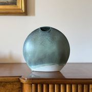 Mid-century modern blue ceramic solifleur vase, France 1970