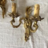 Assorted brass wall lights x4 rocaile style
