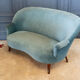Sofa Napoleon III XIXth Blue fabric Mahogany feet