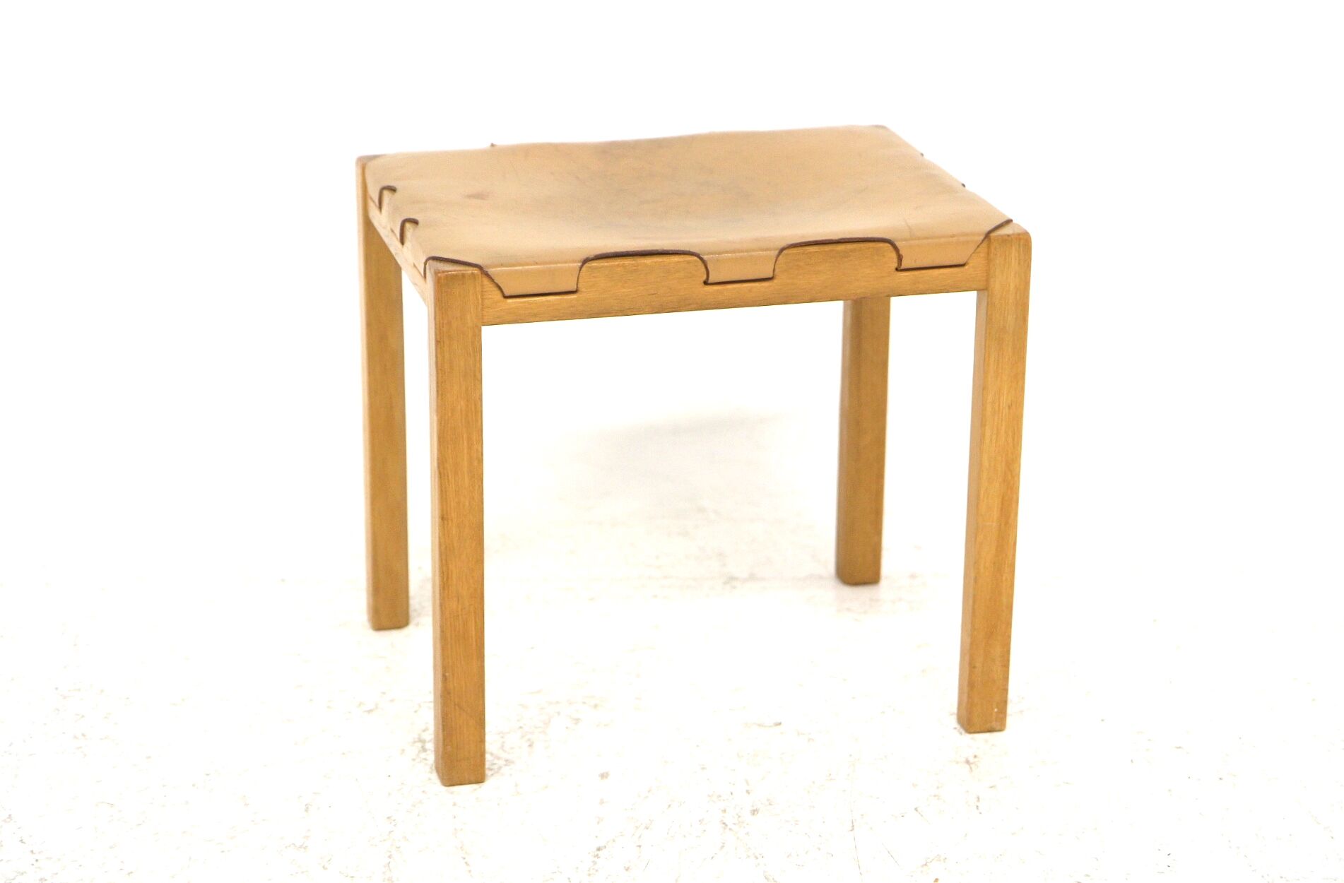 Leather stool "Model 1040", Glasmäster Markaryd, Sweden, 1960