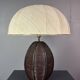 Lampe de table extra large en rotin à tige de crayon avec abat-jour en forme de champignon, années 1970
