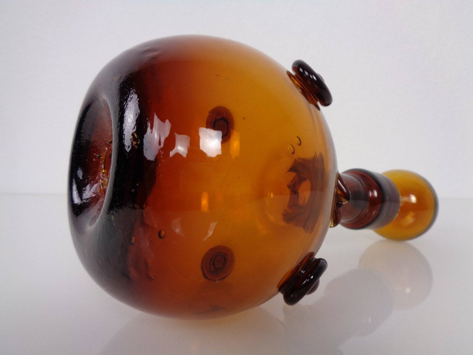 Italian amber glass decanter with stopper, 1960s