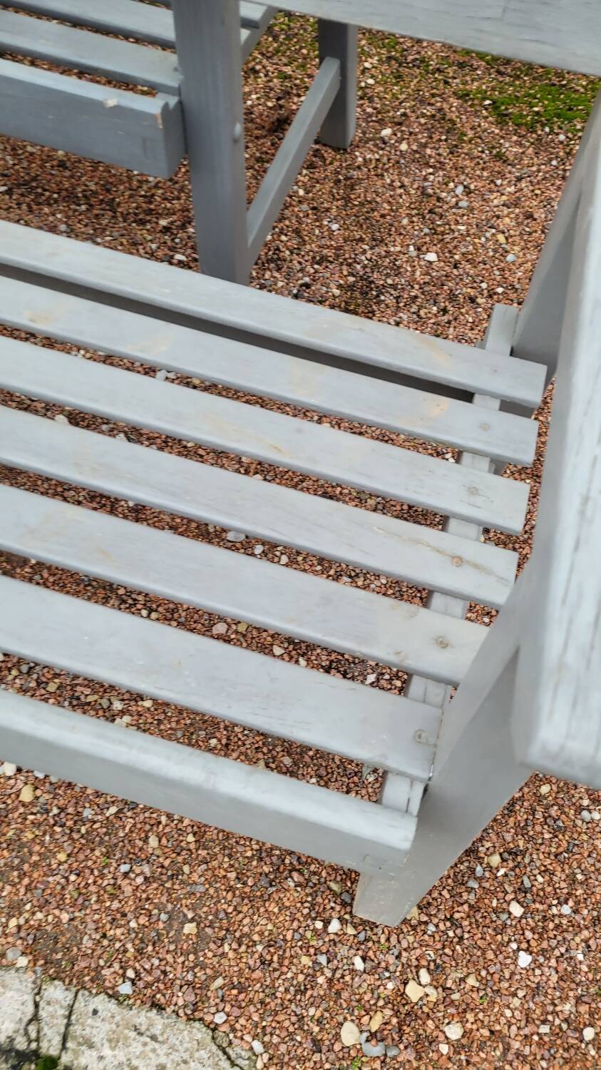 Pair of old wooden park garden benches