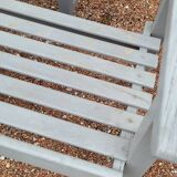 Pair of old wooden park garden benches
