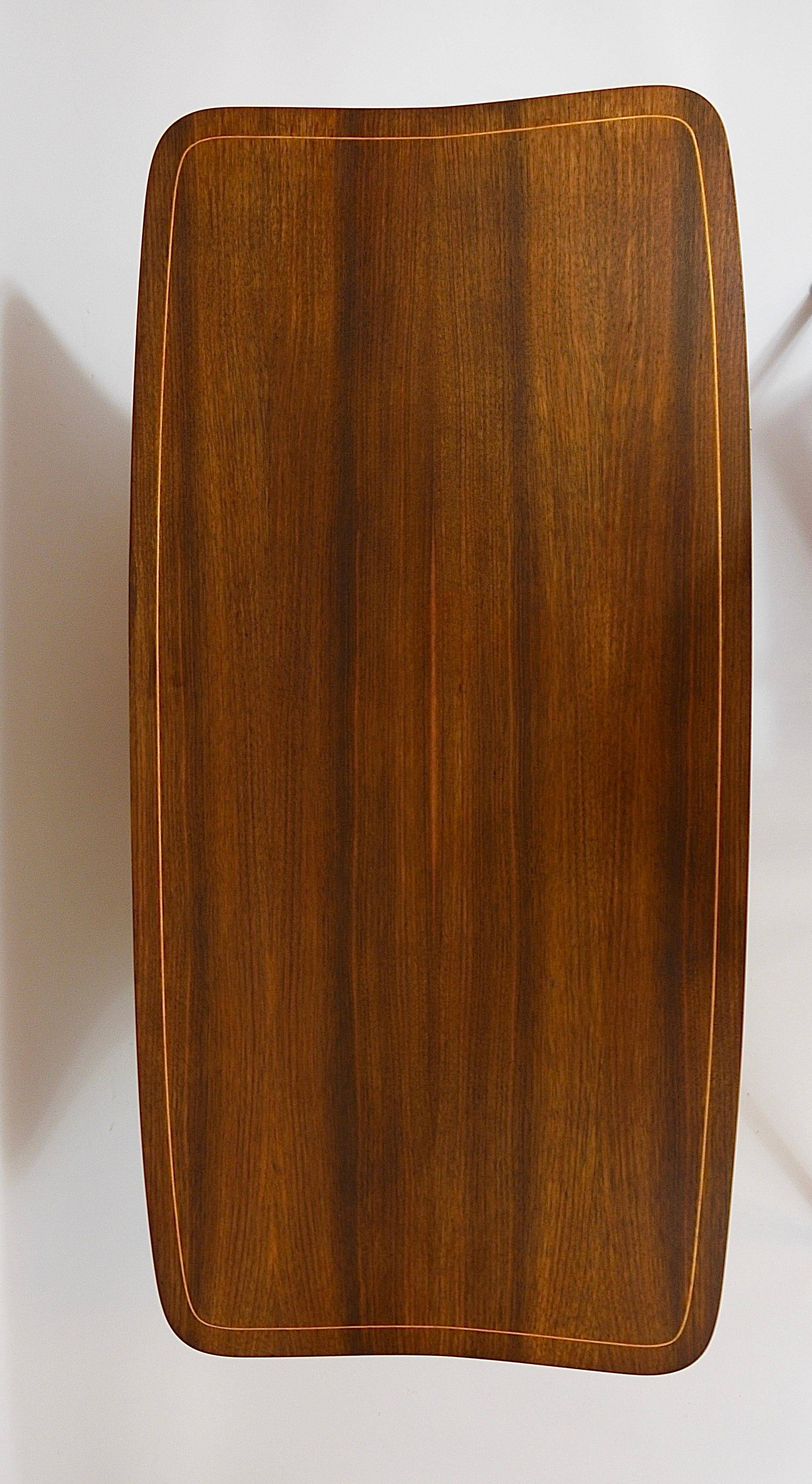 Oswald Haerdtl x Hagenauer Vienna coffee table in brass and walnut, Austria, 1950s