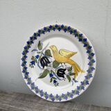 Large wall plate with flowers and bird