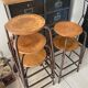 Series of 5 metal and wood workshop stools