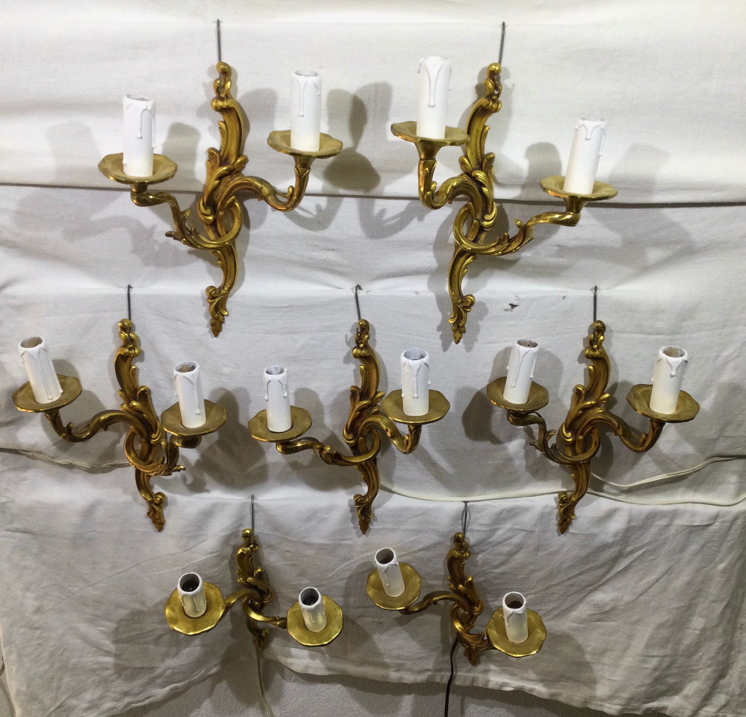 7 Bronze Wall Lamps 2 lights