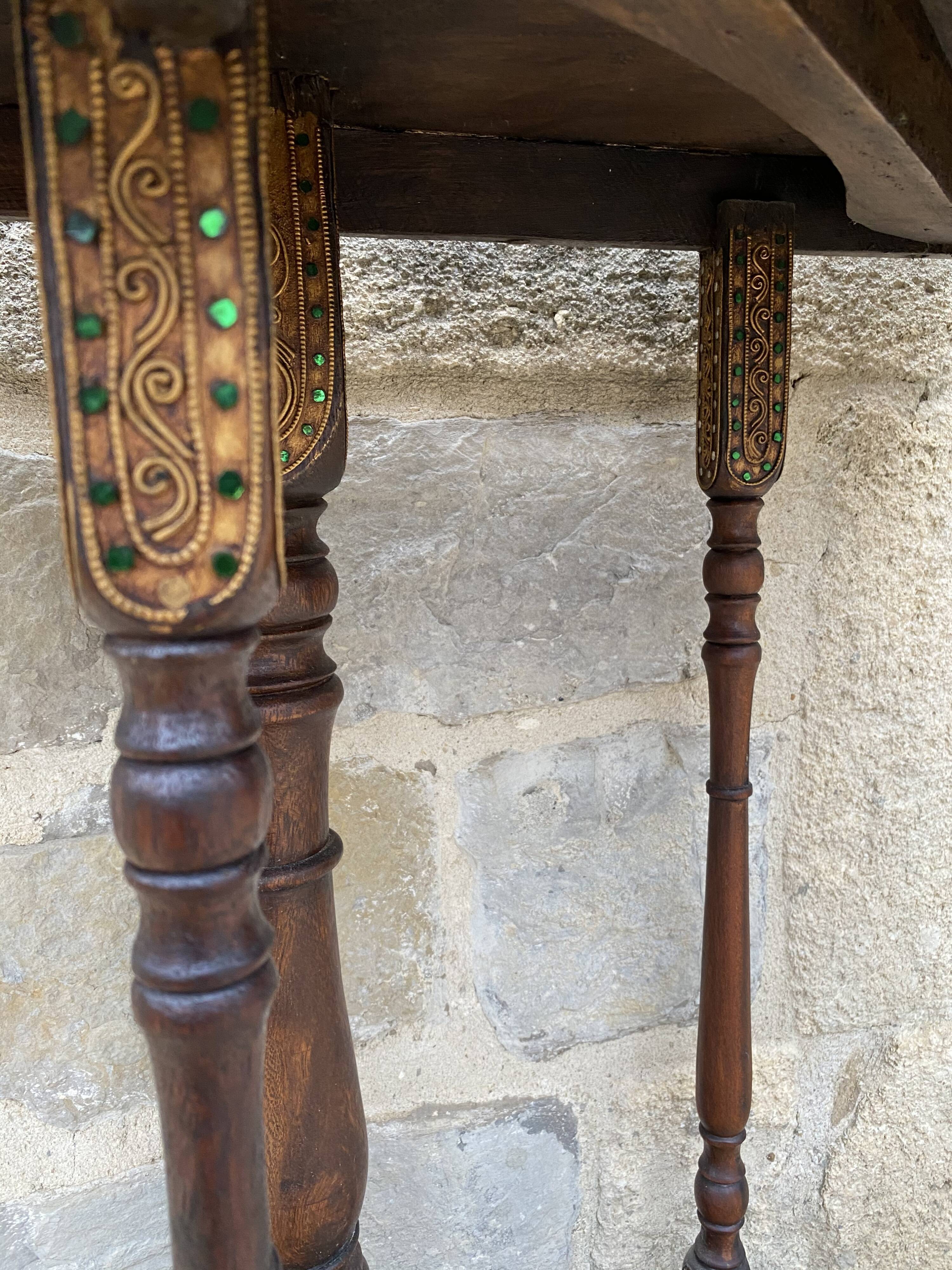 Console half moon carved wood 1970