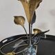 Metal sculpture lamp with golden calla lilies – 1970s