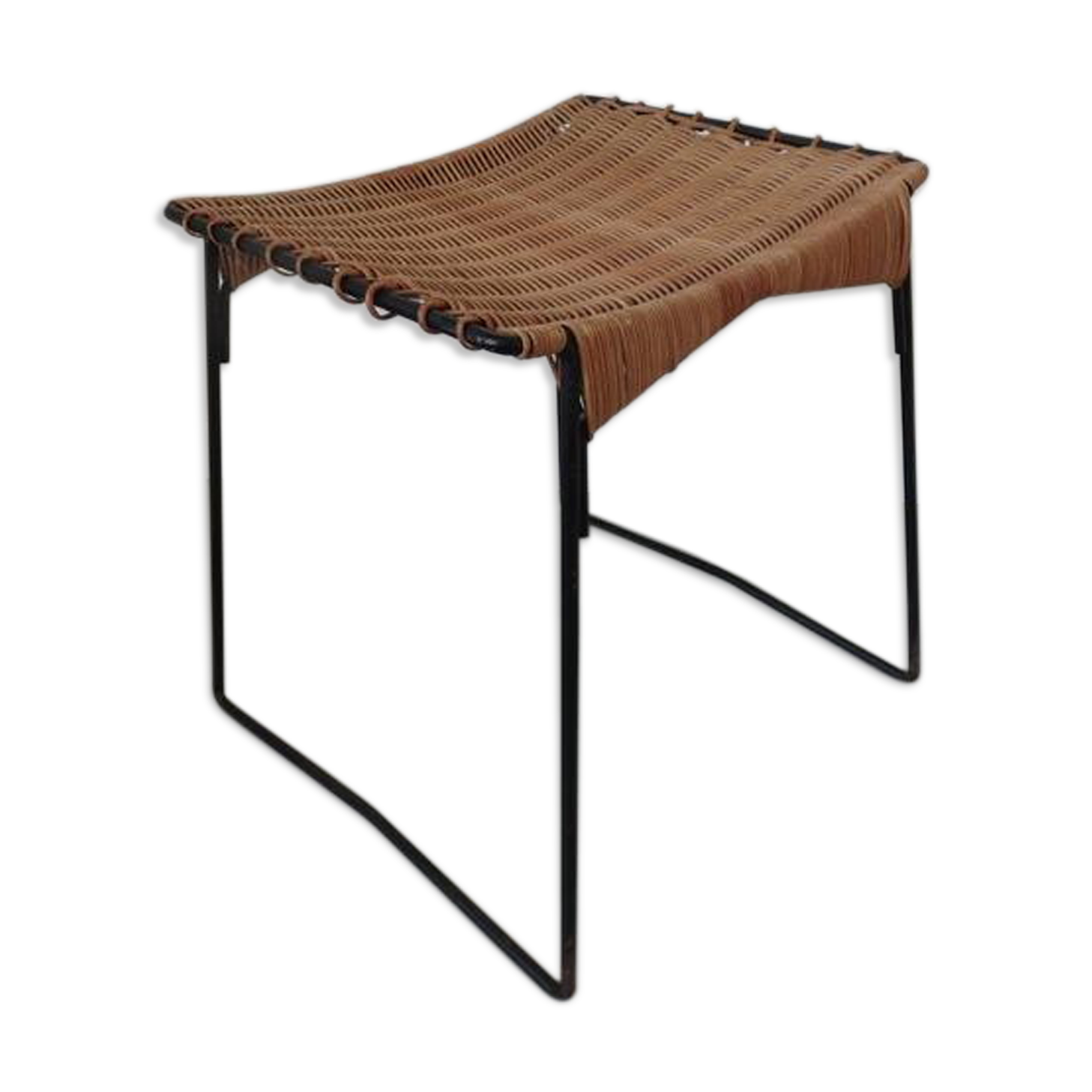 Raoul Guys stool for Airborne in wicker and metal 50s