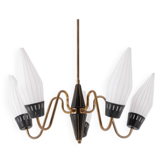 Scandinavian Mid-Century Modern Chandelier by Hans Bergstrom for ASEA, 1950’s Sweden
