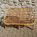 50s rattan bench