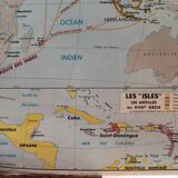 Old school card laminated "Colonial Empires and Great Trade towards the end of the 18th century."