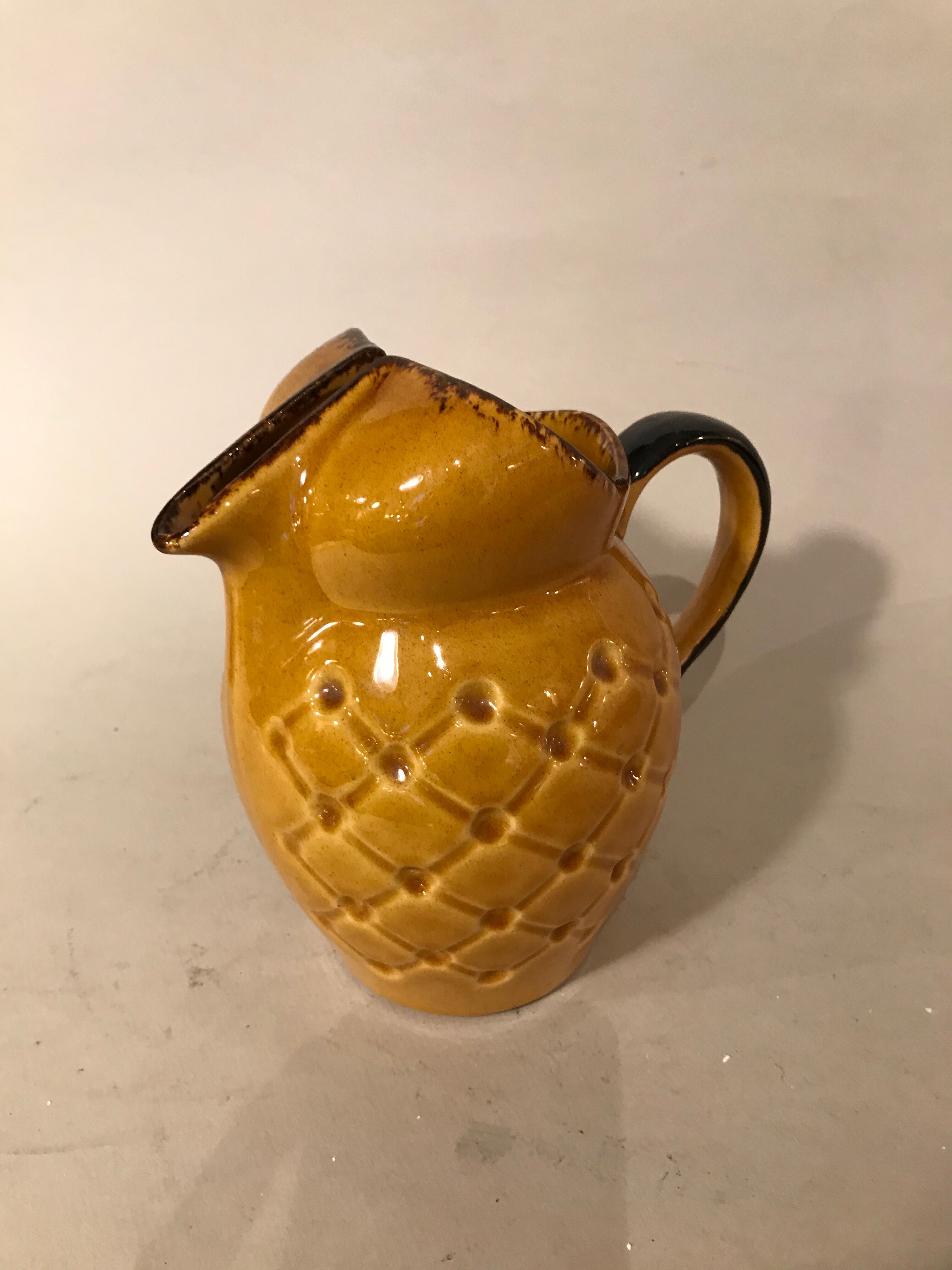 Yellow ceramic pitcher pineapple by Mireille 1950