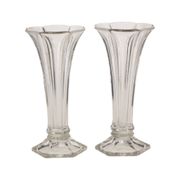 Pair of Clear Val Saint Lambert Luxval 'Americain' Vases, 23 cm