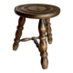 Tabouret tripode à entretoise bois tourné vintage 1950-60