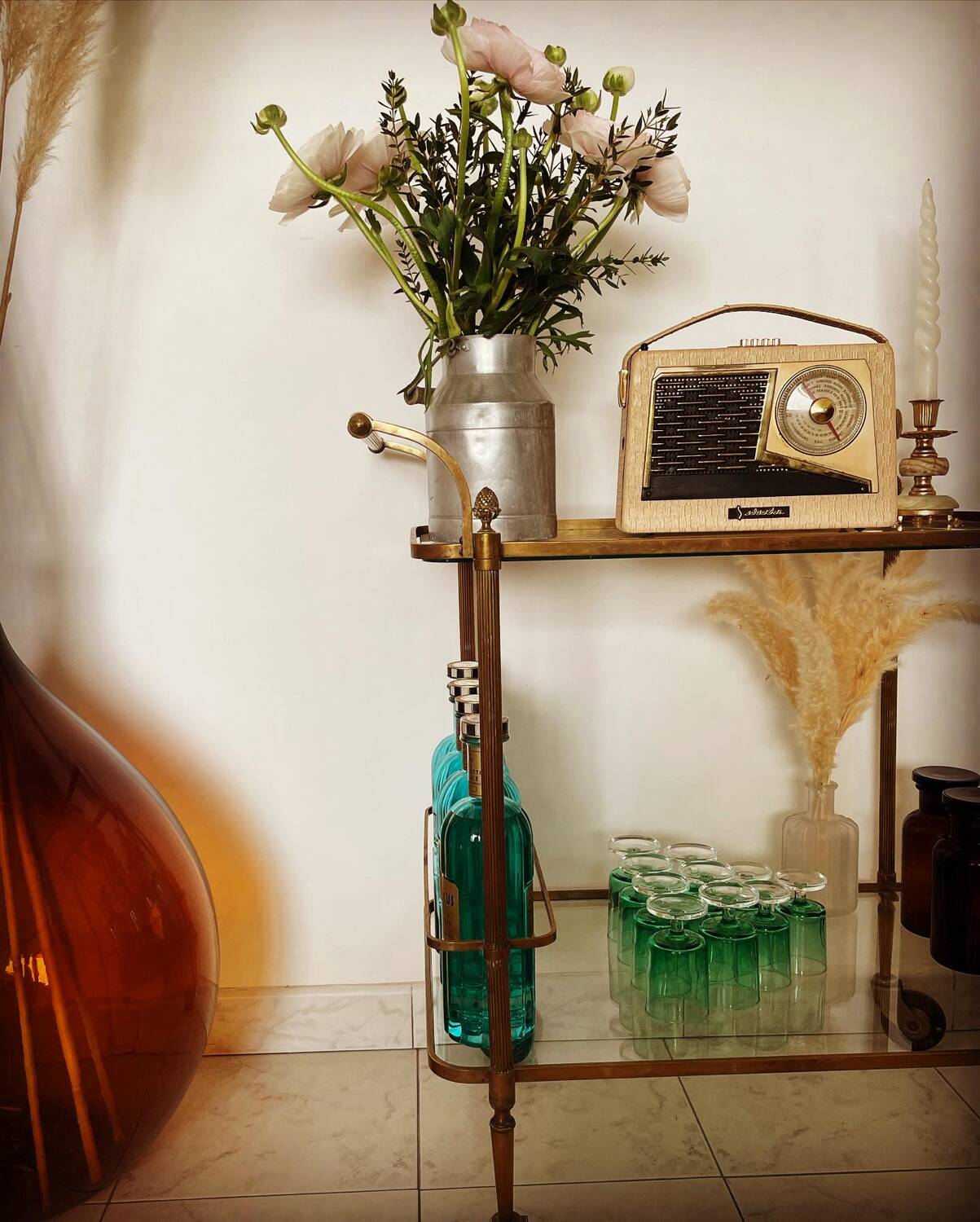 Vintage brass dessert trolley