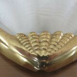 Wall light "shell" art deco brass and frosted glass 70s