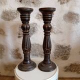 Pair of wooden candlesticks